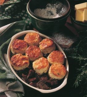 Beef casserole with herb scones