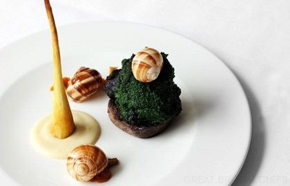 Beef cheek and fillet, Dorset snails and parsnip