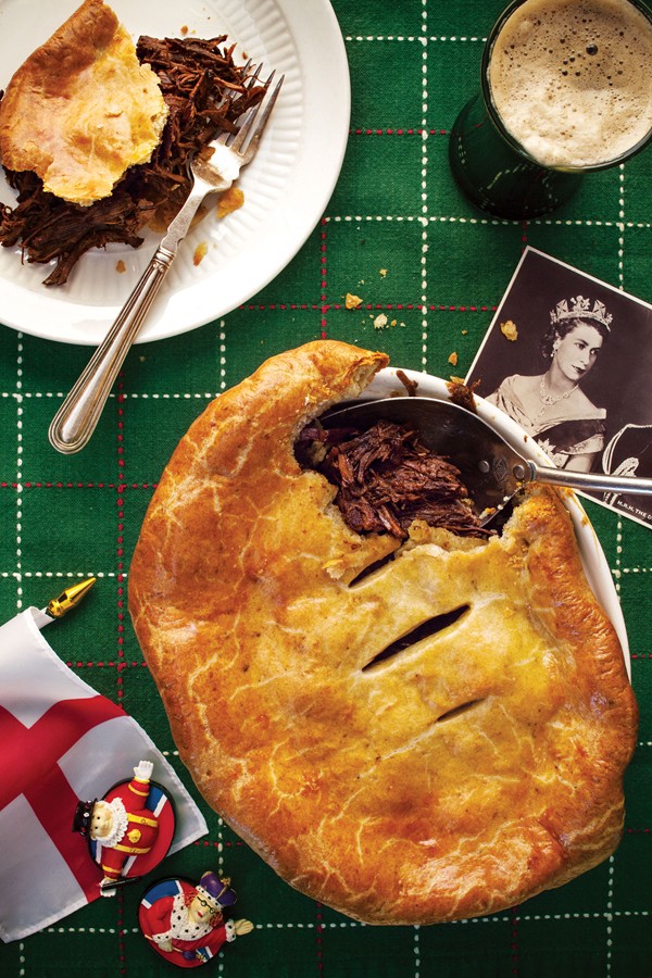 Beef cheek and stout pie with Stilton pastry