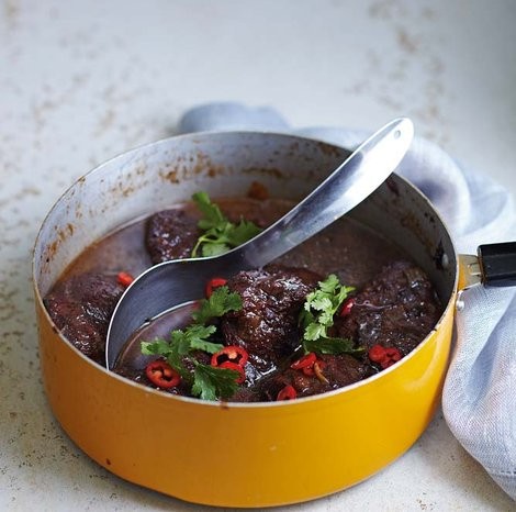 Beef cheeks braised in beer with aromatic spices
