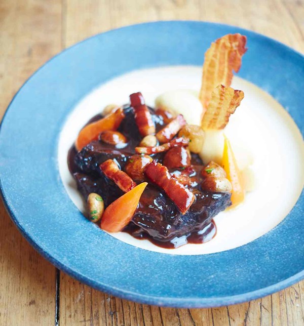 Beef cheeks braised in red wine