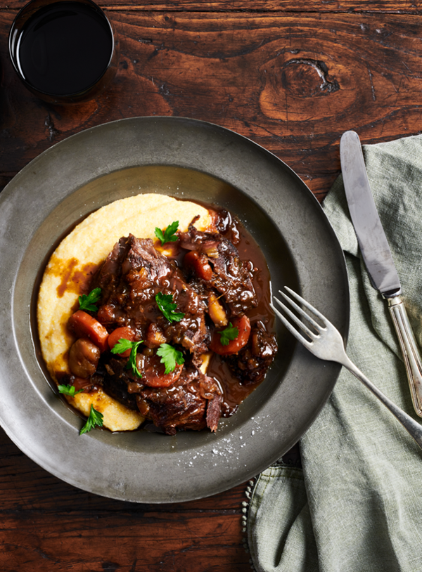 Beef cheeks with Parmesan polenta