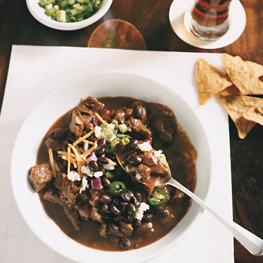 Beef chili with ancho, mole, and cumin