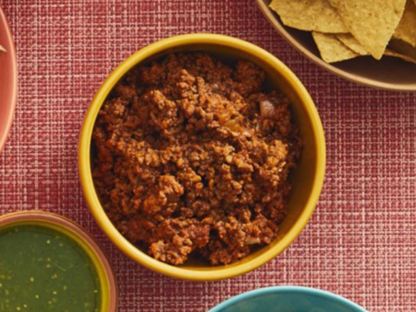 Beef-chorizo nacho topping