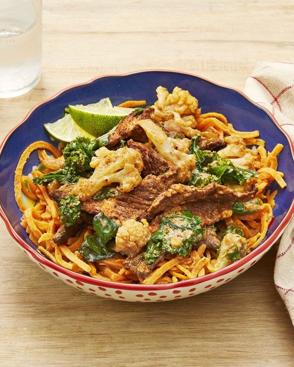 Beef curry with sweet potato noodles