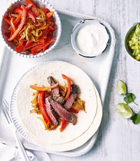 Beef fajitas with avocado and sweetcorn salsa