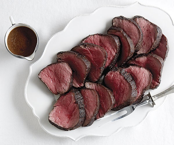 Beef filet with porcini and roasted shallot sauce