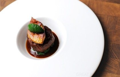 Beef fillet, foie gras, parsley purée and Madeira sauce