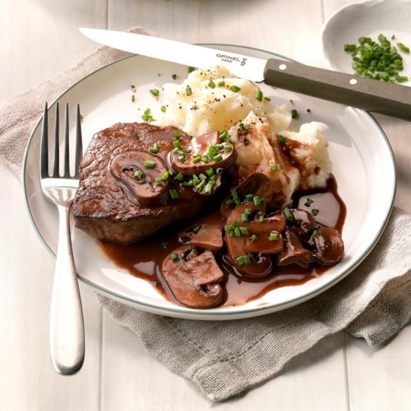 Beef fillets with portobello sauce