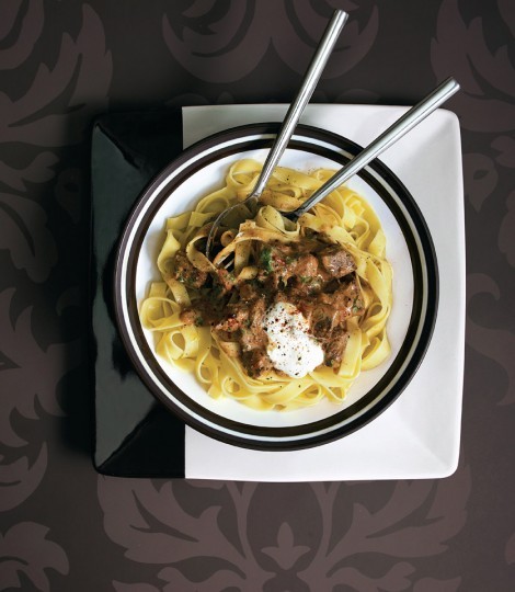 Beef goulash with tagliatelle