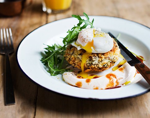 Beef hash cakes with chipotle yoghurt