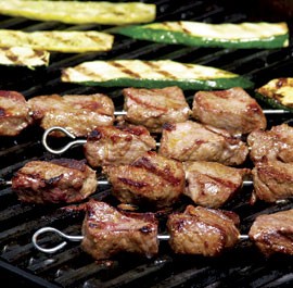 Beef kebabs with soy sauce, cumin & orange zest
