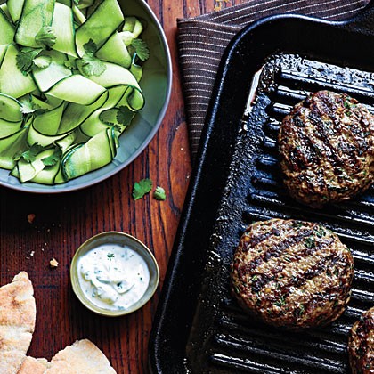 Beef kefta patties with cucumber salad