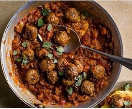 Beef meatballs with tomatoes, oregano & polenta