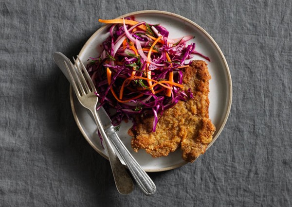 Beef Milanese with winter slaw