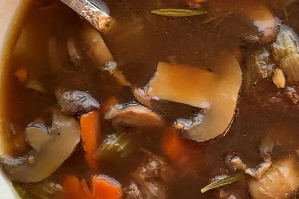 Beef, mushroom, & barley soup