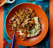 Beef, mushroom & Marsala stroganoff with herby mash