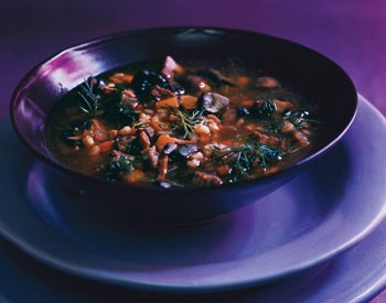 Beef, mushroom, and barley soup