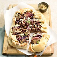 Beef, mushroom, and onion tart