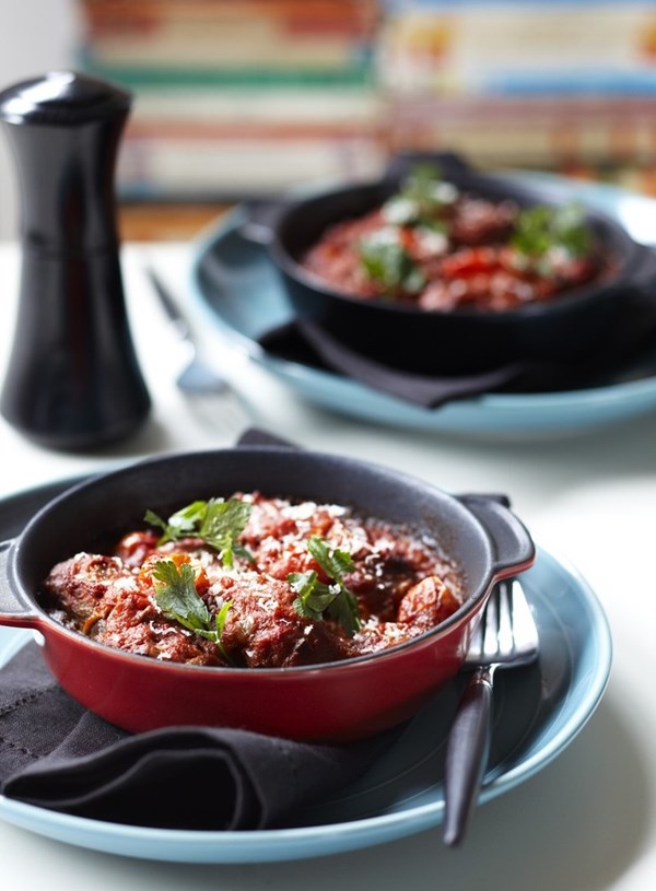 Beef olives with cherry tomatoes
