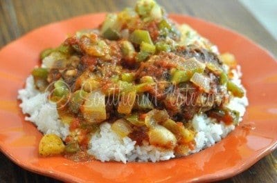 Beef patties with ketchup gravy