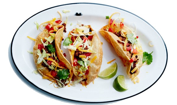 Beef picadillo puffy tacos