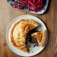 Beef pithivier with pickled red cabbage