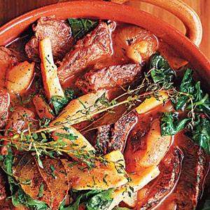 Beef pot roast with turnip greens