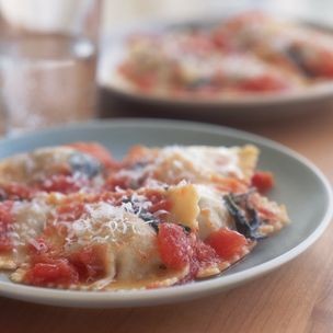 Beef ravioli with fresh tomato sauce