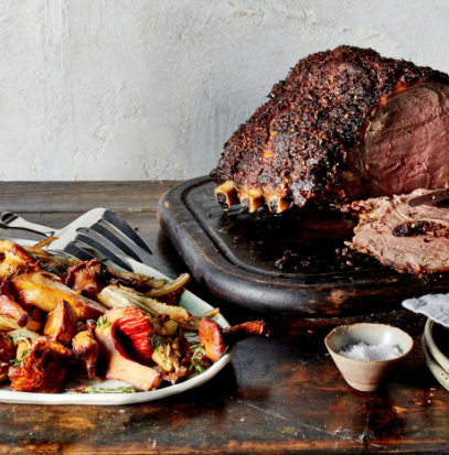 Beef rib roast with mushrooms & fennel