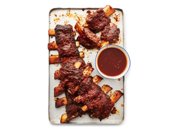 Beef ribs with orange BBQ sauce