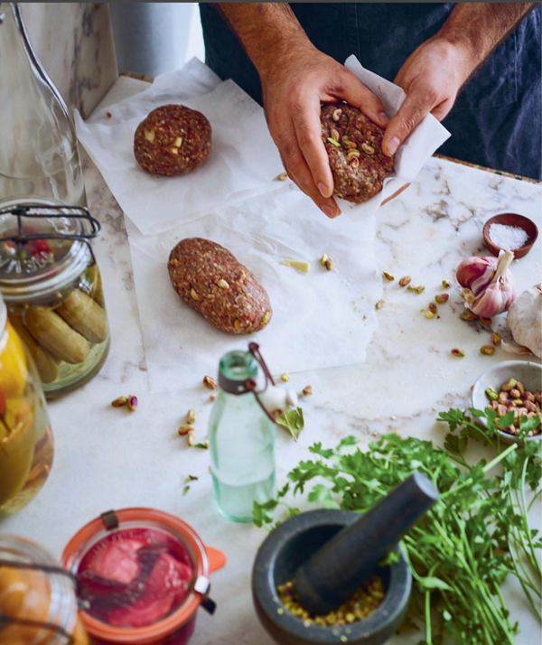 Beef sausage with garlic and pistachios (Mortadella from Aleppo)