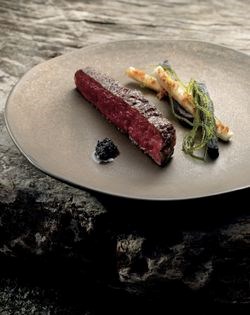 Beef, seagrass, cabbage stems