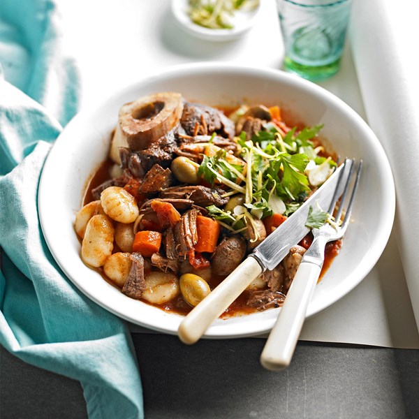 Beef shanks with mushrooms