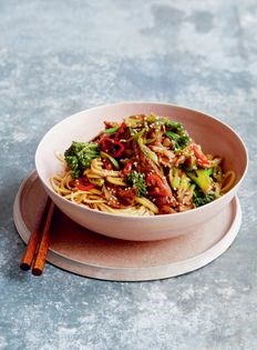 Beef, shiitake mushroom and broccoli stir-fry