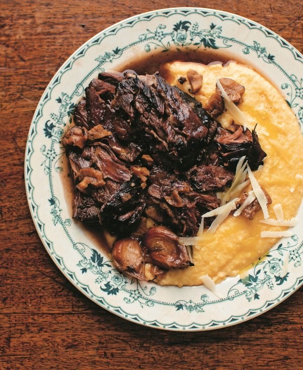 Beef shin, chestnuts, polenta and Gruyere