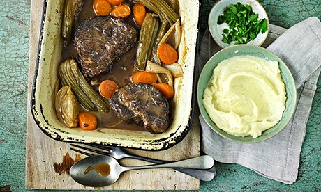 Beef shins braised in beer and hop gravy