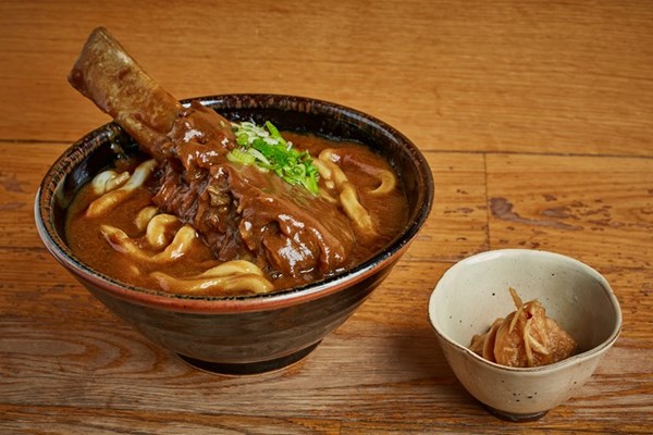 Beef short rib curry udon with fukujinzuke pickle