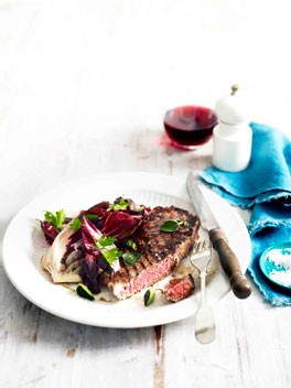 Beef sirloin with wilted radicchio