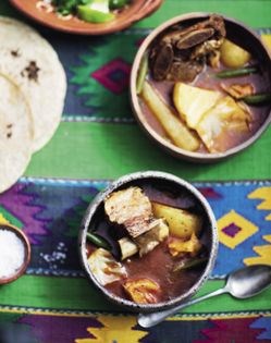 Beef soup with guajillo chile (Caldo de res con guajillo chile)