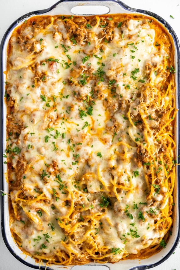 Beef spaghetti casserole