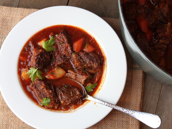 Beef stew with paprika (Hungarian goulash)