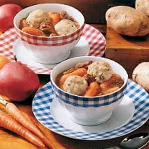 Beef stew with potato dumplings