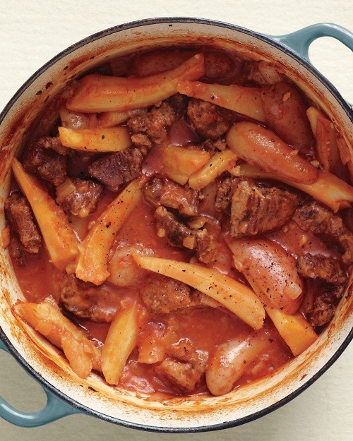 Beef stew with potatoes and parsnips