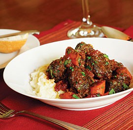 Beef stew with red wine and carrots