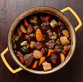 Beef stew with root vegetables and horseradish