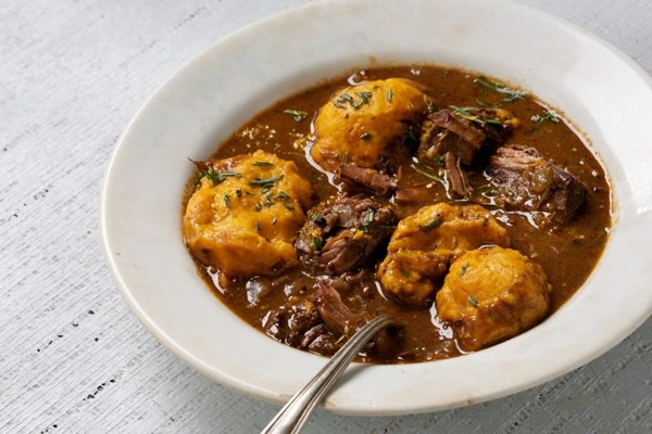 Beef stew with sweet potato dumplings
