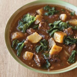 Beef stew with turnips & greens