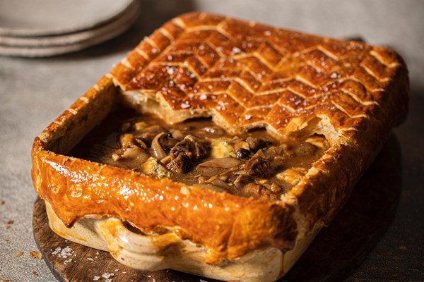 Beef, Stilton and onion pie