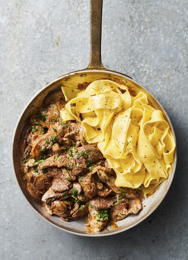 Beef Stroganoff on pappardelle